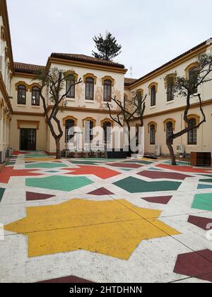 Patio del Tiempo (Innenhof). La Térmica. Málaga, Spanien. Stockfoto