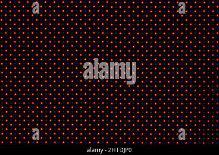 Nahaufnahme des RGB-LED-Diodenanzeigetabels mit rot-grünen und blauen Dioden Stockfoto