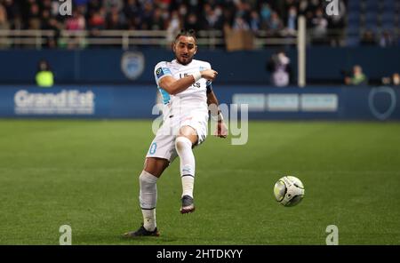 Troyes, Frankreich, 27. Februar 2022, Dimitri Payet aus Marseille während des Fußballspiels der französischen Ligue 1 zwischen ESTAC Troyes und Olympique de Marseille (OM) am 27. Februar 2022 im Stade de l'Aube in Troyes, Frankreich - Foto Jean Catuffe / DPPI Stockfoto