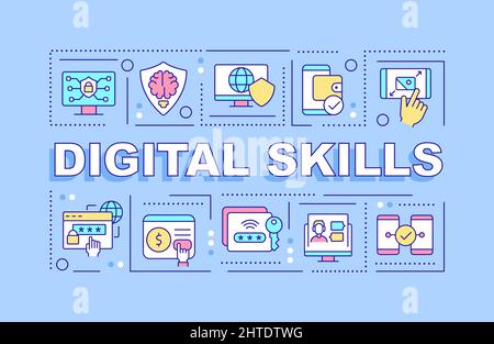 Digital Skills Word Concepts blaues Banner Stock Vektor