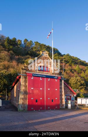 Minehead Rettungsbootstation am Minehead Harbour, Somerset, England. Stockfoto