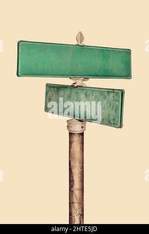 Retro-Stil Bild von zwei vintage grün leer Straßennamen Zeichen Stockfoto