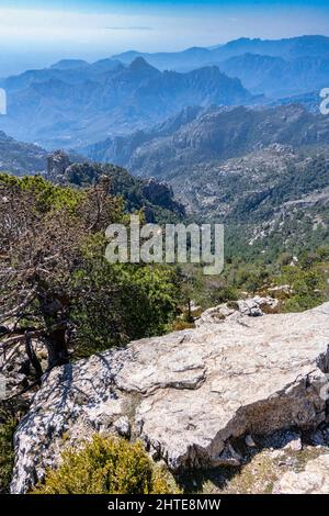 Mirador del Mont Caro, Aussichtspunkt Mont Caro, Baix Ebre, Tarragona, Katalonien, Spanien. Stockfoto