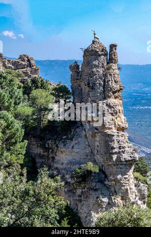 Mirador del Mont Caro, Aussichtspunkt Mont Caro, Baix Ebre, Tarragona, Katalonien, Spanien. Stockfoto