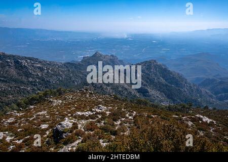 Mirador del Mont Caro, Aussichtspunkt Mont Caro, Baix Ebre, Tarragona, Katalonien, Spanien. Stockfoto