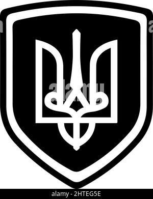 Wappen der Ukraine schwarz-weiß. Symbol auf Schild. Save Ukraine Concept.-SupplementalCategories+=Bilder Stock Vektor