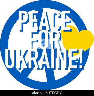 Peace for Ukraine Schriftzug auf Icon. Support-Symbol für Menschen in Kiew und der Ukraine. Gemeinsam stark bleiben. Patriotisches Symbol, Symbol.-Ergänzungskategorien Stock Vektor
