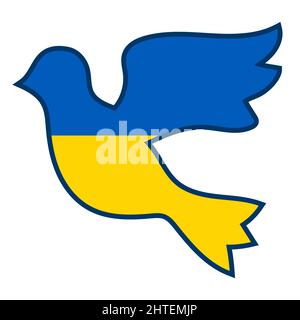 Taube mit ukrainischer Flagge. Friedenssymbol, Vektorgrafik Taubenvögel Stock Vektor