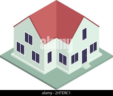 Symbol für die Fassade des isometrischen Gebäudes Stock Vektor