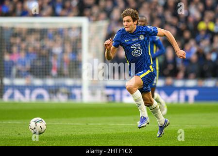 27. Februar 2022 - Chelsea gegen Liverpool - Carabao Cup - Finale - Wembley Stadium Marcus Alonso während des Carabao Cup Finales im Wembley Stadium. Bildnachweis : © Mark Pain / Alamy Live News Stockfoto