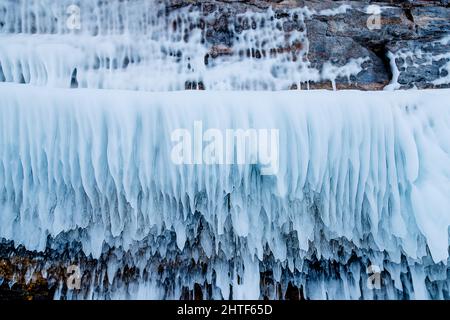 Schöne Eisstücke aus nächster Nähe, großer Gletscher im Winter Stockfoto