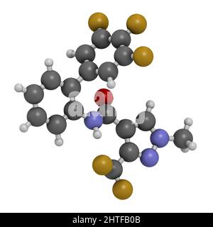 Fluxapyroxad Fungizid-Molekül. 3D-Rendering. Stockfoto