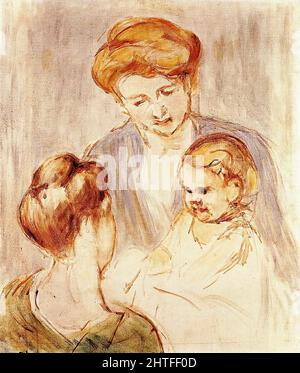 Mary Cassatt (1843-1826) - Lächelndes Baby Zwei Junge Frauen 1873 Stockfoto