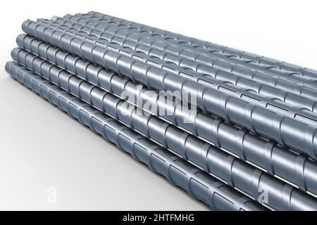 3D-Darstellung von Verstärkungen Haufen aus Stahl TMT-Bar. 3D-Rendering Stockfoto