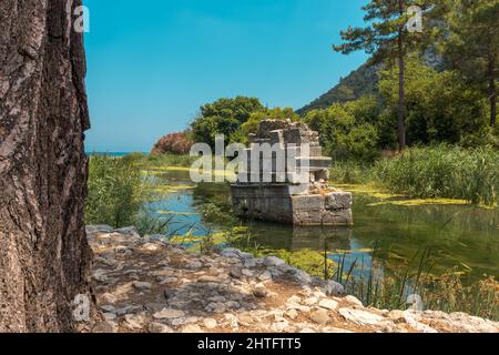 Ruinen der antiken Stadt Olympos, griechische und römische antike Stadt Olympos auf dem Lycia Way, Provinz Antalya Stockfoto