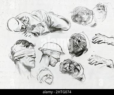 John Singer Sargent - Heads Hands Figur auch bekannt als Studies Gassed 1918 Stockfoto