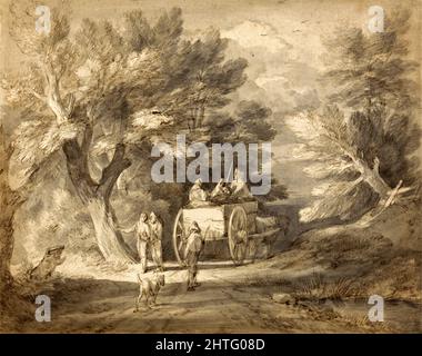 Thomas Gainsborough - Waldlandschaft mit Country Cart und Figuren, die eine Lane entlang gehen Stockfoto