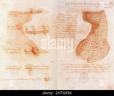 Leonardo Da Vinci - Doppelmanuscript Page Sforz-Denkmal Gießform Kopfhals C 1493 Stockfoto