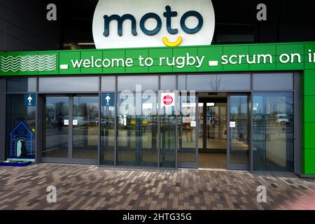 Die neue Rugby Motorway Service Station an der Autobahn M6 in Warwickshire, Großbritannien Stockfoto