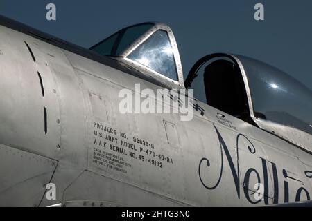 2021 ParisVillaroche Air Legend Meeting - 1945 P-47 D Thunderbolt Kampfflugzeug Stockfoto