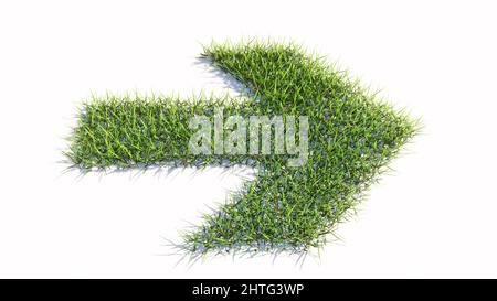 Konzept oder konzeptuelle grüne Sommer Rasen Gras Symbol Form isoliert weißen Hintergrund, Straßenschild. 3D Illustration Metapher für Navigation, Strategie Stockfoto