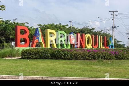 Massives Barranquilla-Schild, Barranquilla, Kolumbien. Stockfoto