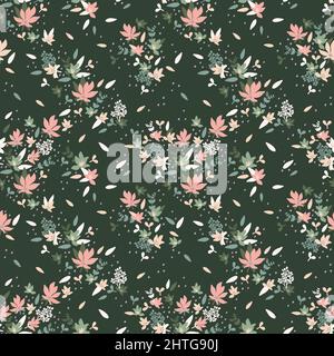 Nahtlose Blumenmuster, Vektor nahtlose Hintergrund mit Frühlingsblumen. Vektorgrafik im organischen flachen Stil. Stock Vektor