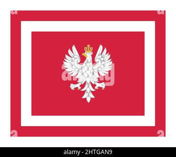 Draufsicht der Flagge Chef des Generalstabs der Polnischen Streitkräfte, Polen. Polnisches Reise- und Patriot-Konzept. Kein Fahnenmast. Ebenenlayout, Design. Stockfoto