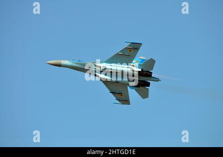 Ukrainische Luftwaffe Sukhoi SU-27 Jagdflugzeug Stockfoto