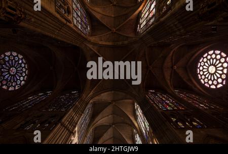 Interior de la catedral de León Nave Central y crucero Stockfoto