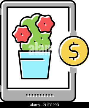 Blumengeschäft Abteilung Farbe Symbol Vektor Illustration Stock Vektor