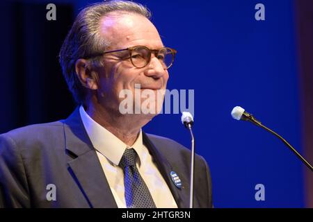 14. Juni 2021, Aix en provence, Frankreich: Renaud Muselierporträt gesehen während seines siegreichen Wahlkampfs für die Präsidentschaft der südlichen Region (Provence, Alpes, Cote d'Azur) im Jahr 2021 Renaud Museliergibt offiziell bekannt, dass er Emmanuel Macron für die Präsidentschaft 2022 unterstützt und nicht den Kandidaten seiner Partei, Valerie Pecresse. Er prangert eine ideologische Nähe zwischen seiner ehemaligen Partei (LR) und den Themen an, die die extreme Rechte während dieses Präsidentschaftswahlkampfs entwickelt hat. (Bild: © Laurent Coust/SOPA Images via ZUMA Press Stockfoto