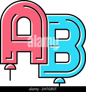 alphabet Buchstaben Ballons Farbe Symbol Vektor Illustration Stock Vektor