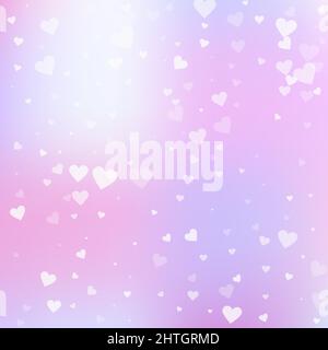 Weißes Herz liebt Konfettis. Valentinstag fallender Regen überwältigender Hintergrund. Fallende transparente Herzen Konfetti auf gradienten Hintergrund. Neugierig Stock Vektor