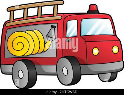 Feuerwehrauto Cartoon Clipart Farbige Illustration Stock Vektor