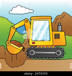 Bagger Cartoon Farbige Fahrzeug Illustration Stock Vektor