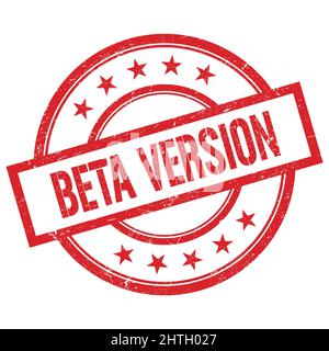 TEXT DER BETA-VERSION auf rotem runden Vintage-Stempel geschrieben. Stockfoto