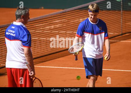 Davis Cup (Buenos Airees): Teamkapitän Jaroslav Navratil aus der Tschechischen Republik mit Zdenek Kolar , vor der Qualifikationsserie gegen Argentinien Stockfoto