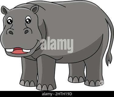 Hippo Cartoon Farbige Cliparte Illustration Stock Vektor