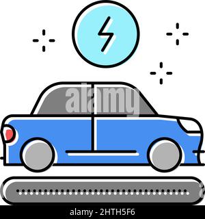 Herstellung von Elektroauto Farbe Symbol Vektor Illustration Stock Vektor