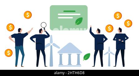 Green Bond-Investor analysiert die Investitionsrendite für umweltfreundliche, nachhaltige Investitionen in die Projektwirkung Stock Vektor