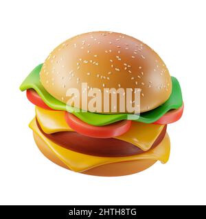 Hamburger-Tandy-Illustration auf weißem Hintergrund. 3D Rendern. Stockfoto