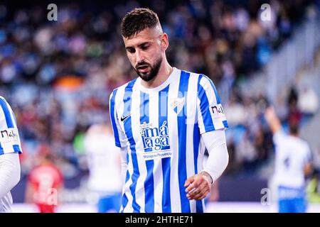 Malaga, Spanien. 28.. Februar 2022. Alvaro Vadillo von Malaga CF gesehen während des LaLiga Smartbank 2021/2022 Spiels zwischen Malaga CF und FC Cartagena im La Rosaleda Stadium in Malaga(Endstand; Malaga CF 1:1 FC Cartagena) Credit: SOPA Images Limited/Alamy Live News Stockfoto