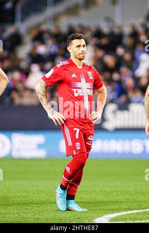 Malaga, Spanien. 28.. Februar 2022. Ruben Castro vom FC Cartagena gesehen während des LaLiga Smartbank 2021/2022-Spiels zwischen dem FC Malaga und dem FC Cartagena im La Rosaleda Stadium in Malaga (Endstand; Malaga CF 1:1 FC Cartagena) Credit: SOPA Images Limited/Alamy Live News Stockfoto