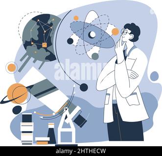 Wissenschaftler in der Physik, Arzt bei der Arbeit Stock Vektor