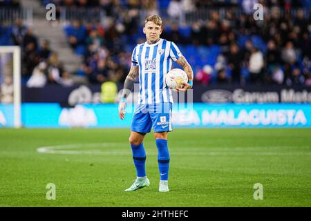 Malaga, Spanien. 28.. Februar 2022. Brandon Thomas von Malaga CF beim LaLiga Smartbank 2021/2022 Spiel zwischen Malaga CF und FC Cartagena im La Rosaleda Stadium in Malaga (Endstand; Malaga CF 1:1 FC Cartagena) (Foto von Francis Gonzalez/SOPA Images/Sipa USA) Credit: SIPA USA/Alamy Live News Stockfoto