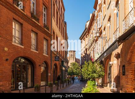 Rue des Arts in Toulouse im Winter, in Haute Garonne, Oczitanien, Frankreich Stockfoto