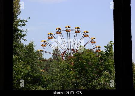 Ukraine, Sperrzone, Pripjat, in der unbewegbaren 30-Kilometer-Zone um das Kraftwerk von Tschernobyl und der Arbeitersiedlung Pripjat, Vergärungspar Stockfoto