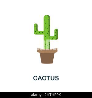 Flaches Kaktus-Symbol. Farbiger Elementschild aus der Blumensammlung. Flaches Cactus Icon-Zeichen für Webdesign, Infografiken und mehr. Stock Vektor
