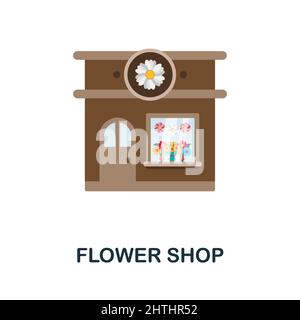 Flaches Symbol für den Blumenladen. Farbiger Elementschild aus der Blumensammlung. Flaches Flower Shop Icon-Zeichen für Webdesign, Infografiken und mehr. Stock Vektor